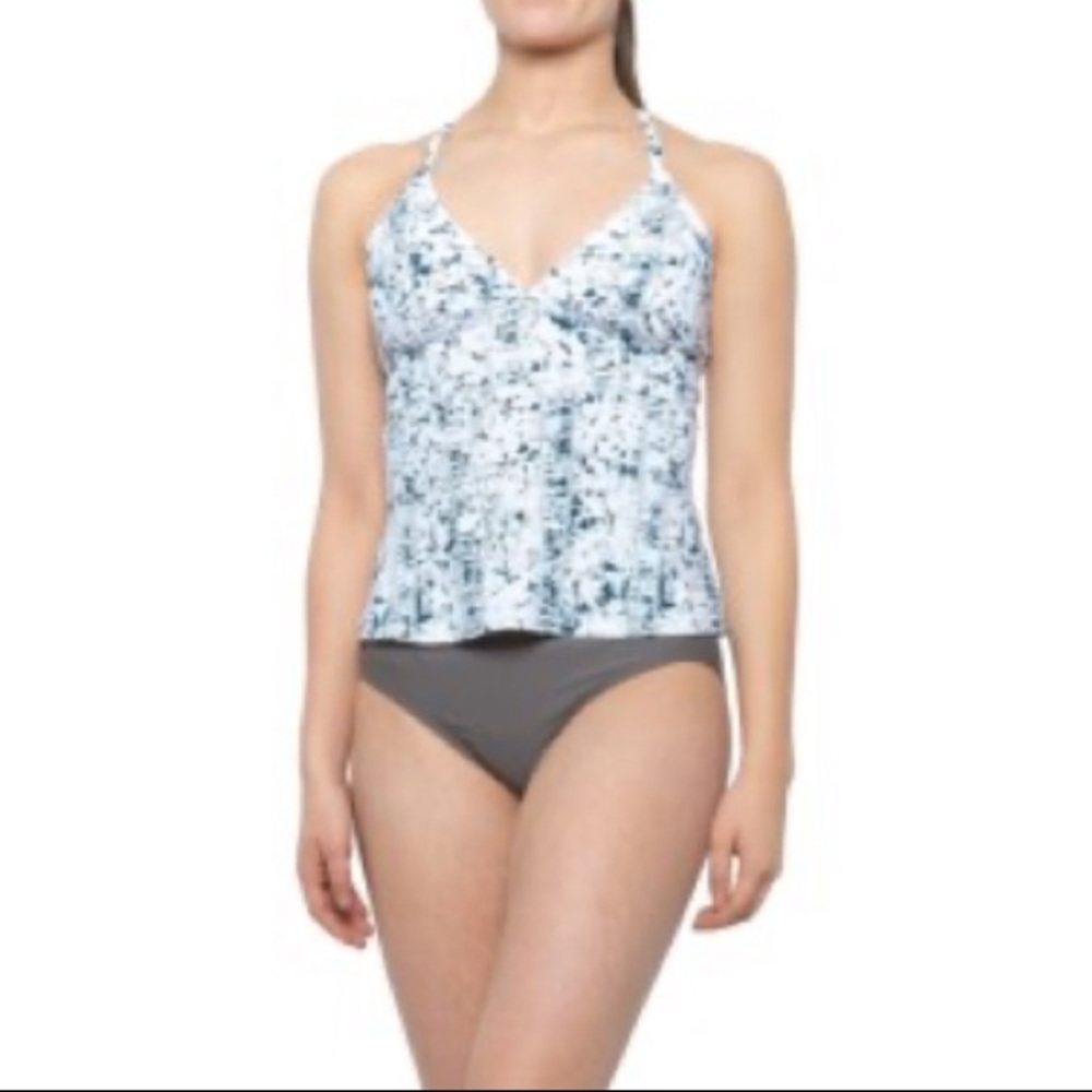 Carve Designs tankini swim top Dahlia XS NEW snakeskin print white & teal